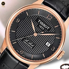 Đồng Hồ Nam Tissot Automatic T006.428.36.058.00 Petite Second Dây Da Đen Thép Vàng Hồng Mặt Đen Sapphire