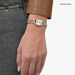 Đồng Hồ Nữ Tissot Quartz T058.109.37.036.00 Lovely Square Set Dây Da Thép Vàng Hồng Mặt Trắng