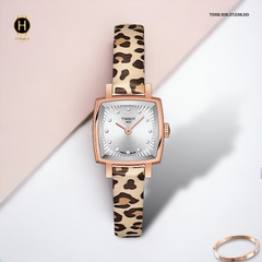 Đồng Hồ Nữ Tissot Quartz T058.109.37.036.00 Lovely Square Set Dây Da Thép Vàng Hồng Mặt Trắng