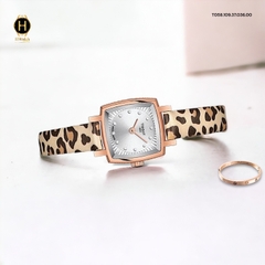 Đồng Hồ Nữ Tissot Quartz T058.109.37.036.00 Lovely Square Set Dây Da Thép Vàng Hồng Mặt Trắng