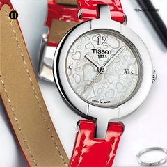 Đồng Hồ Nữ Tissot Quartz T084.210.16.117.00 Pinky Valentines Day Dây Da Đỏ Mặt Trắng Sapphire