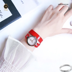 Đồng Hồ Nữ Tissot Quartz T084.210.16.117.00 Pinky Valentines Day Dây Da Đỏ Mặt Trắng Sapphire