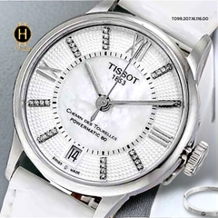 Đồng Hồ Nữ Tissot Automatic T099.207.16.116.00 Chemin Des Tourelles Diamond Dây Da Trắng Mặt Trắng