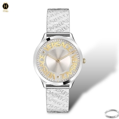 Đồng Hồ Nữ Versace Quartz VE2O00422 Logo Halo Dây Thép Mặt Trắng