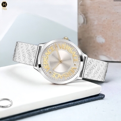 Đồng Hồ Nữ Versace Quartz VE2O00422 Logo Halo Dây Thép Mặt Trắng
