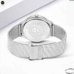 Đồng Hồ Nữ Versace Quartz VE2O00422 Logo Halo Dây Thép Mặt Trắng
