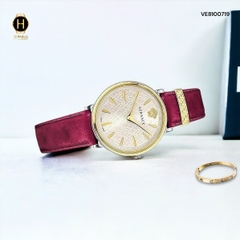 Đồng Hồ Nữ Versace Quartz VE8100719 Dây Da Đỏ Mặt Trắng