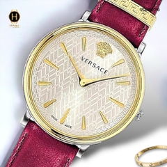 Đồng Hồ Nữ Versace Quartz VE8100719 Dây Da Đỏ Mặt Trắng