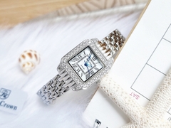 Đồng Hồ Nữ Royal Crown Quartz 6104 Full Trắng Dây Thép Nữ