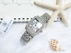 Đồng Hồ Nữ Royal Crown Quartz 6104 Full Trắng Dây Thép Nữ