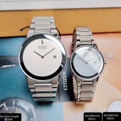 Đồng Hồ Cặp Citizen Quartz Eco-Drive GA1050-51A và AU1060-51A ( Giá 1 Chiếc )