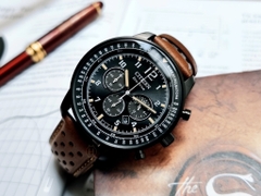 Đồng Hồ Nam Citizen Quartz Eco-Drive CA4505-12E Choronograp  Dây Da Mặt Đen