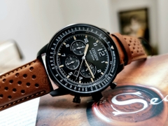 Đồng Hồ Nam Citizen Quartz Eco-Drive CA4505-12E Choronograp  Dây Da Mặt Đen