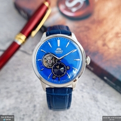 Đồng Hồ Nam Orient Automatic RA-AS0103A10B Sun & Moon Dây Da Mặt Xanh