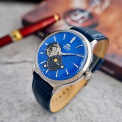 Đồng Hồ Nam Orient Automatic RA-AS0103A10B Sun & Moon Dây Da Mặt Xanh