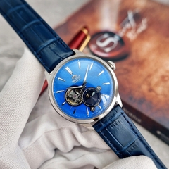 Đồng Hồ Nam Orient Automatic RA-AS0103A10B Sun & Moon Dây Da Mặt Xanh