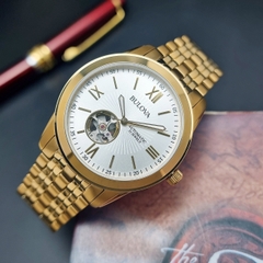 Đồng Hồ Nam Bulova 97A130 Automatic Dây Sắt Vàng Mặt Trắng