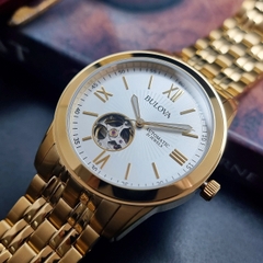 Đồng Hồ Nam Bulova 97A130 Automatic Dây Sắt Vàng Mặt Trắng