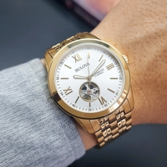 Đồng Hồ Nam Bulova 97A130 Automatic Dây Sắt Vàng Mặt Trắng