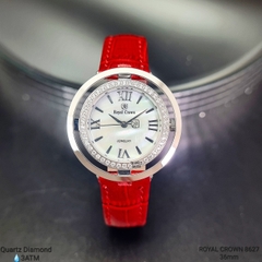 Đồng Hồ Nữ Royal Crown Quartz 8627 Dây Da Đỏ