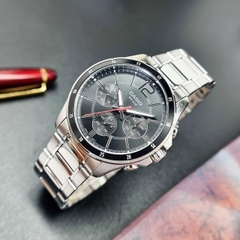 Đồng Hồ Nam Casio Pin MTP-1374D-1AVDF Dây Thép Bạc Mặt Đen