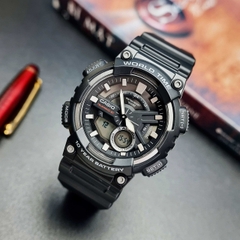 Đồng Hồ Nam Casio Quartz Điện Tử World Time AEQ-110W-1BVDF Dây Nhựa Mặt Đen