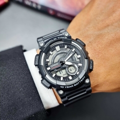 Đồng Hồ Nam Casio Quartz Điện Tử World Time AEQ-110W-1BVDF Dây Nhựa Mặt Đen