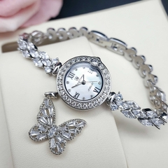Đồng Hồ Nữ Royal Quartz 2033 Dây Thép Trắng Mặt Trắng Viền Đá