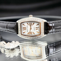 Đồng Hồ Nữ Royal Crown Quartz 3635 Vuông Dây Da Đen