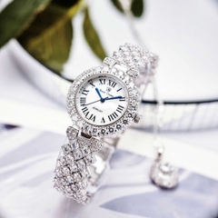 Đồng Hồ Nữ Royal Crown Quartz6305 Thép Trắng Cọc La Mã