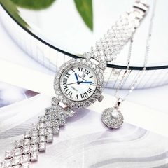 Đồng Hồ Nữ Royal Crown Quartz6305 Thép Trắng Cọc La Mã