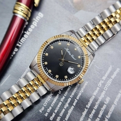 Đồng Hồ Nam Mathey Tissot Quartz H710BN Dây Sắt Demi Vàng Mặt Đen Diamond
