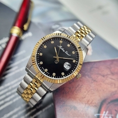 Đồng Hồ Nam Mathey Tissot Quartz H710BN Dây Sắt Demi Vàng Mặt Đen Diamond