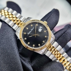 Đồng Hồ Nam Mathey Tissot Quartz H710BN Dây Sắt Demi Vàng Mặt Đen Diamond