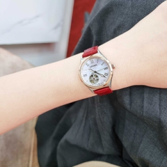Đồng Hồ Nữ Citizen Automatic PC1008-11Y Da Đỏ Mặt Trắng Kính Sapphire