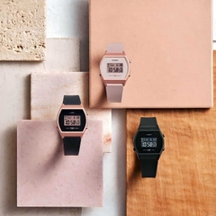 Đồng Hồ Nữ Casio LW-204-1A Dây Nhựa Màu Đen Vỏ Nhựa Vàng Hồng 