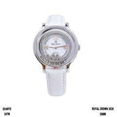 Đồng Hồ Nữ Royal Crown 3638 Da Trắng