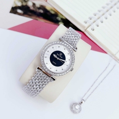 Đồng Hồ Nữ Royal Crown 4611P Dây Sắt Đính Full Đá