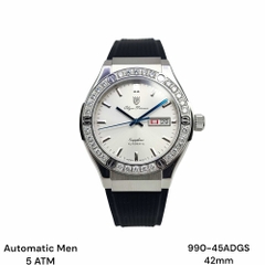 Đồng Hồ Nam Olym Pianus Automatic OP990-45ADGS-GL-T  Dây Casu Đen Mặt Trắng Sapphire