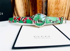Đồng Hồ Unisex Gucci Quartz YA1264081 Dây Da Vỏ Trắng Mặt Xanh Lá