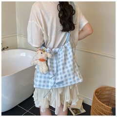 Túi Đeo Chéo Đeo Vai Caro mix Charm Thỏ Dễ Thương - tt250713