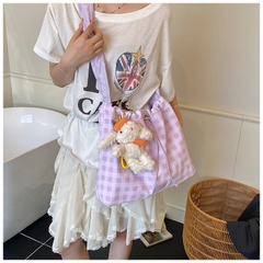 Túi Đeo Chéo Đeo Vai Caro mix Charm Thỏ Dễ Thương - tt250713