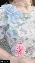 Váy voan họa tiết hoa dáng xòe nhẹ V7797