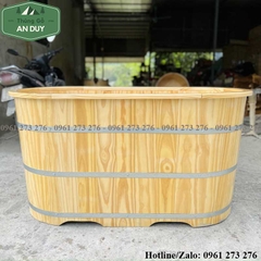 Bồn Tắm Gỗ Thông Bo Viền Dáng Oval