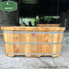 Bồn Tắm Gỗ Pơmu Bo Viền Dáng Oval
