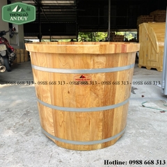 Bồn Tắm Tròn Gỗ Pơmu Bo Viền