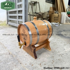 Thùng Rượu Gỗ Sồi 10 Lít Vòi Crom