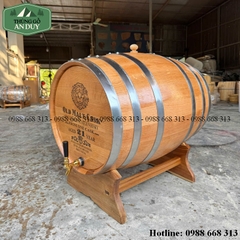 Thùng Rượu Gỗ Sồi 200 lít Vòi Crom