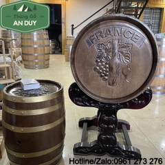 Thùng Gỗ Sồi 100Lit Có Chân Giá Trạm Khắc Cao Cấp