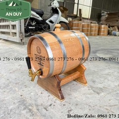 Thùng Rượu Gỗ Sồi 10 lít Vòi Crom